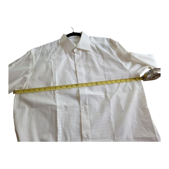 Eton White Tuxedo Shirt Horizontal Pleated Bib Front French Cuffs 43/17 NWOT